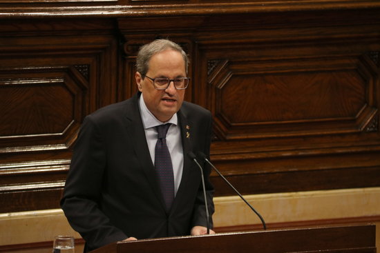 Catalan president Quim Torra in parliament (by Maria Belmez)